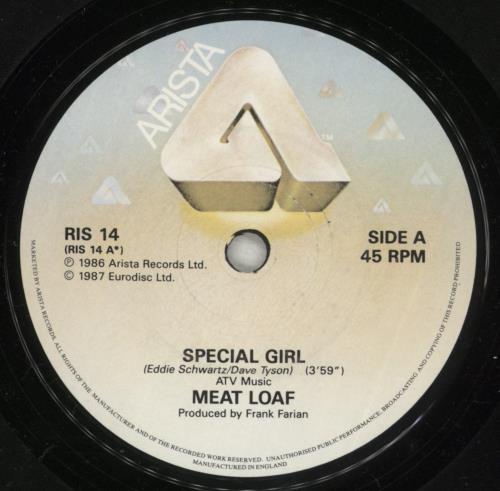 Meat Loaf Special Girl 7" vinyl single (7 inch record / 45) UK MEA07SP879529