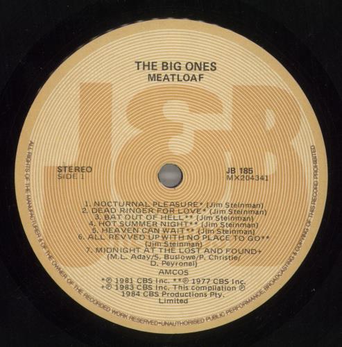 Meat Loaf The Big Ones vinyl LP album (LP record) Australian MEALPTH879826