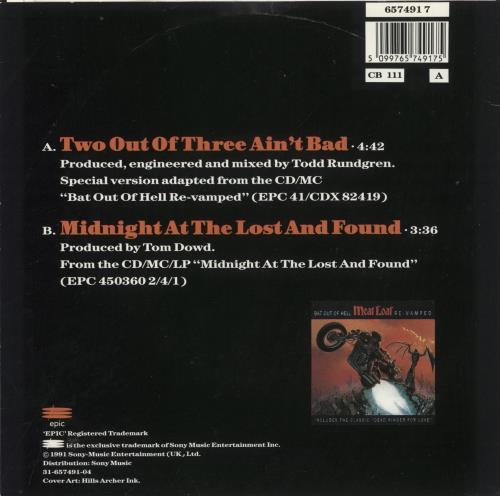 Meat Loaf Two Out Of Three Ain't Bad 7" vinyl single (7 inch record / 45) Dutch MEA07TW61699