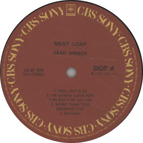 Meat Loaf Dead Ringer Hong Kong vinyl LP album (LP record) (651699)