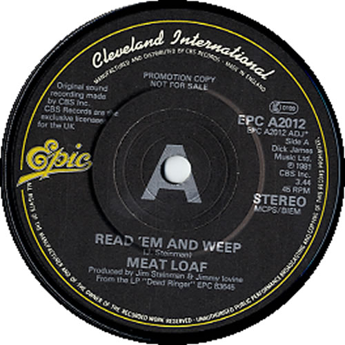 Meat Loaf Read 'Em And Weep A Label UK Promo 7" vinyl single (7 inch