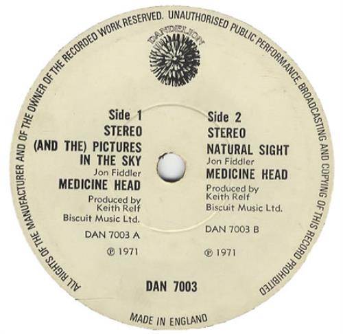 Medicine Head (And The) Pictures In The Sky 7" vinyl single (7 inch record / 45) UK MDH07AN222290