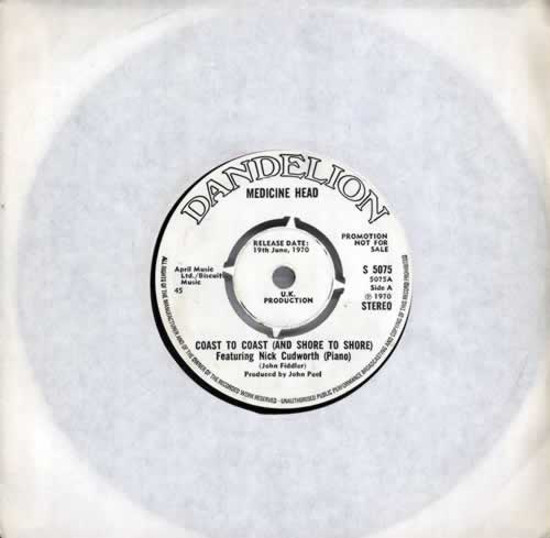 Medicine Head Coast To Coast (And Shore To Shore) 7" vinyl single (7 inch record / 45) UK MDH07CO222183