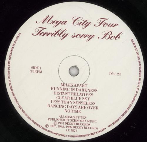 Mega City Four Terribly Sorry Bob vinyl LP album (LP record) UK MCFLPTE327032
