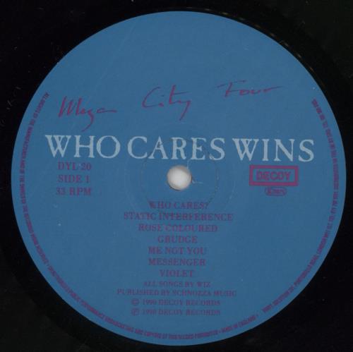 Mega City Four Who Cares Wins - Black Vinyl vinyl LP album (LP record) UK MCFLPWH538802