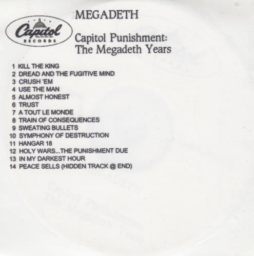 Megadeth Capitol Punishment - The Megadeth Years CD-R acetate UK MEGCRCA167897