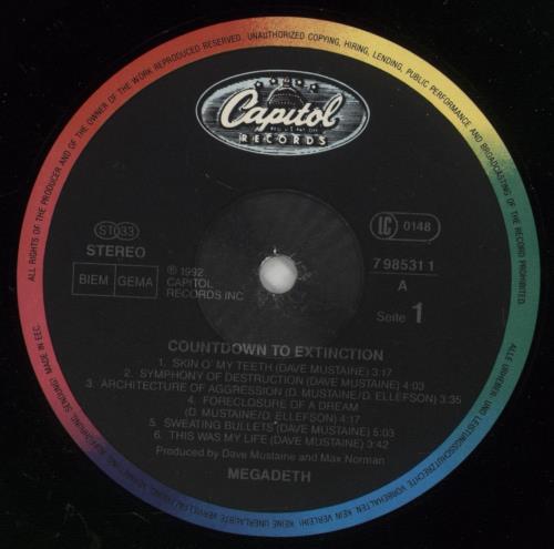 Megadeth Countdown To Extinction vinyl LP album (LP record) UK MEGLPCO217164