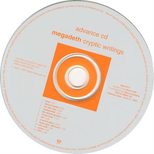 Megadeth Cryptic Writings CD album (CDLP) Canadian MEGCDCR94656