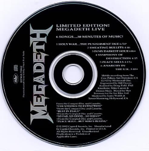 Megadeth Megadeath Live CD album (CDLP) US MEGCDME21611