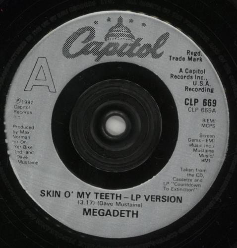 Megadeth Skin O' My Teeth 7" vinyl single (7 inch record / 45) UK MEG07SK780268