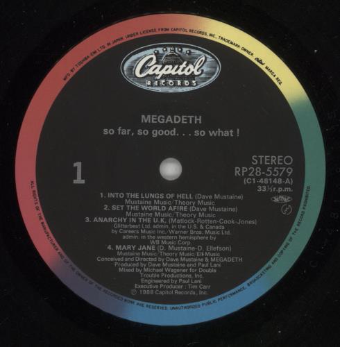 Megadeth So Far, So Good...So What! vinyl LP album (LP record) Japanese MEGLPSO427042