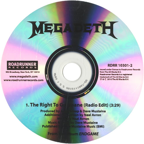 Megadeth The Right To Go Insane CD-R acetate US MEGCRTH508589