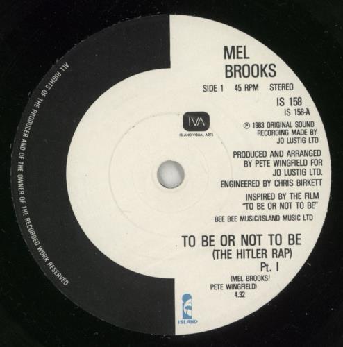 Mel Brooks To Be Or Not To Be 7" vinyl single (7 inch record / 45) UK ELB07TO409051