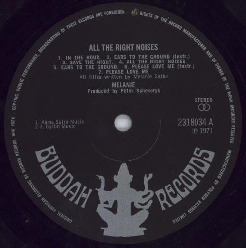 Melanie All The Right Noises vinyl LP album (LP record) UK MLALPAL489801