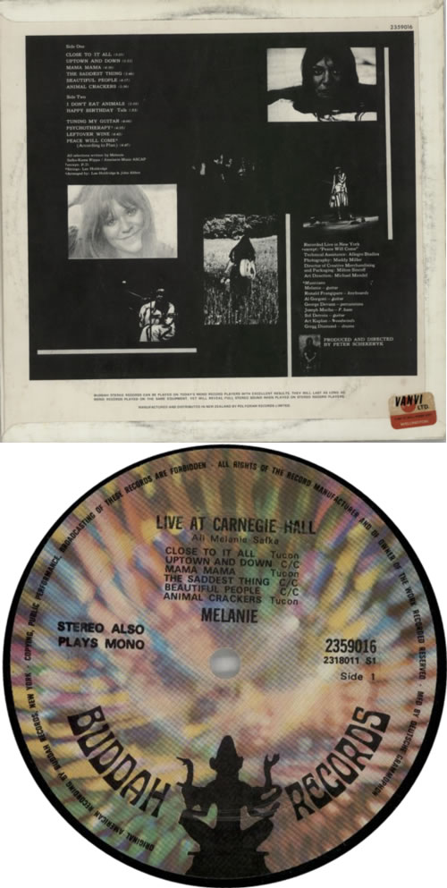 Melanie Live At Carnegie Hall vinyl LP album (LP record) New Zealand MLALPLI616498