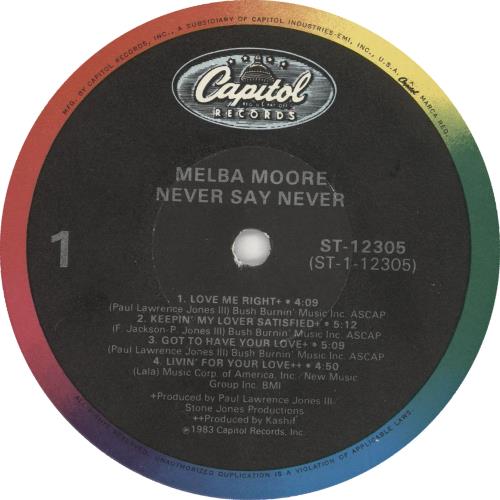 Melba Moore Never Say Never vinyl LP album (LP record) US MP3LPNE406091