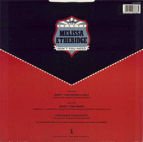 Melissa Etheridge Don't You Need 12" vinyl single (12 inch record / Maxi-single) UK ETH12DO45001