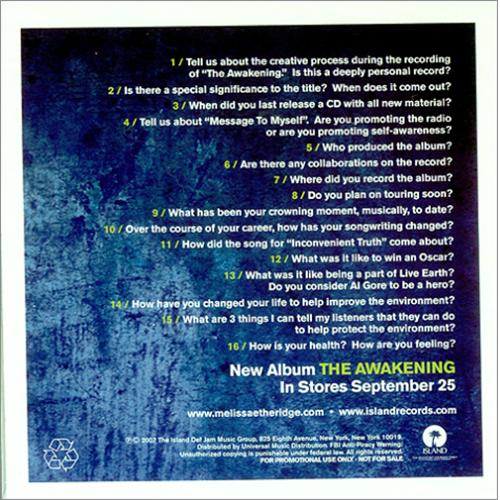 Melissa Etheridge The Melissa And You Interview Disc CD album (CDLP) US ETHCDTH420385