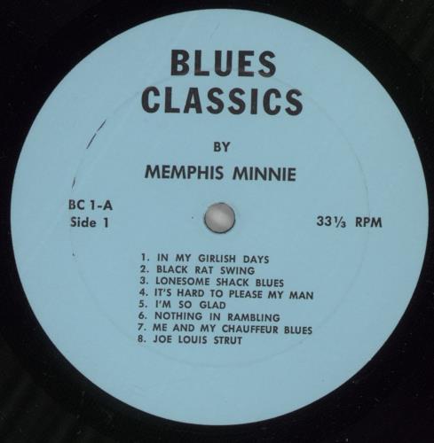 Memphis Minnie Blues Classics By Memphis Minnie vinyl LP album (LP record) US NTOLPBL877434