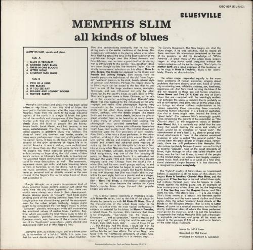 Memphis Slim All Kinds Of Blues vinyl LP album (LP record) US MEMLPAL644896
