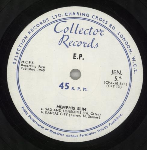 Memphis Slim Goes To Kansas City 7" vinyl single (7 inch record / 45) UK MEM07GO887814