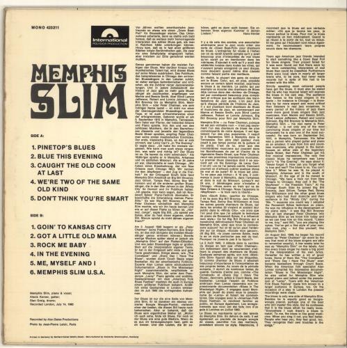 Memphis Slim Pinetop's Blues vinyl LP album (LP record) German MEMLPPI699477