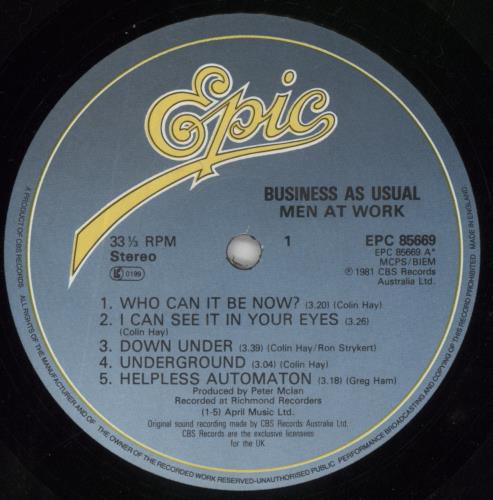 Men At Work Business As Usual - EX vinyl LP album (LP record) UK MENLPBU189584