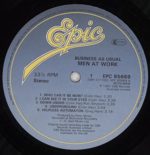 Men At Work Business As Usual - Stickered sleeve - EX vinyl LP album (LP record) UK MENLPBU665571