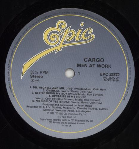 Men At Work Cargo - EX vinyl LP album (LP record) UK MENLPCA383966