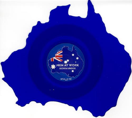 Men At Work Down Under - Australia Shaped shaped picture disc (picture disc vinyl record) UK MENSHDO43211