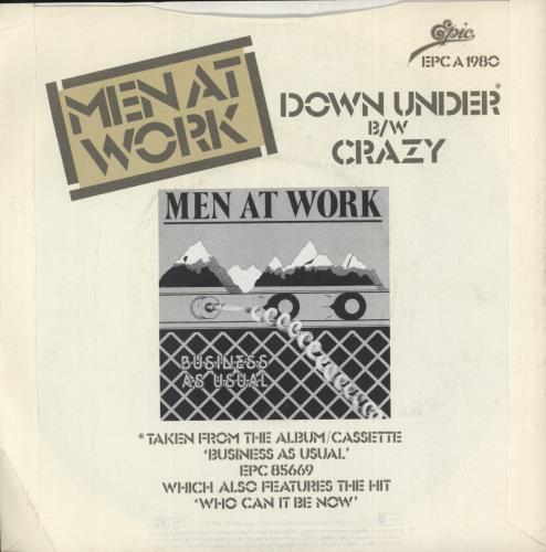 Men At Work Down Under 7" vinyl single (7 inch record / 45) UK MEN07DO246417