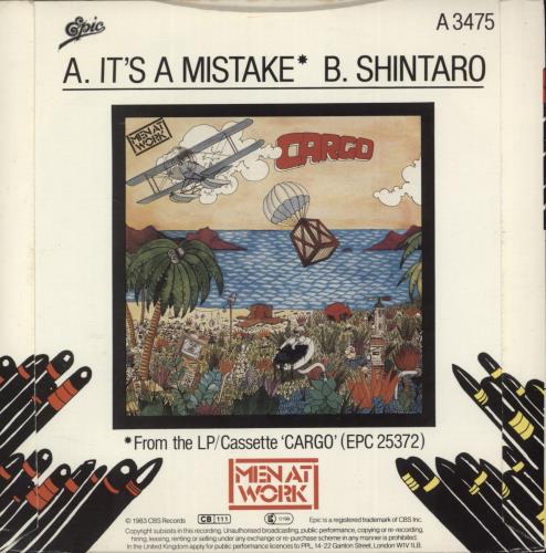 Men At Work It's A Mistake 7" vinyl single (7 inch record / 45) UK MEN07IT105854