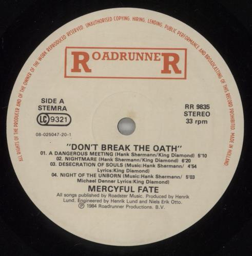 Mercyful Fate Don't Break The Oath vinyl LP album (LP record) Dutch M-FLPDO877730