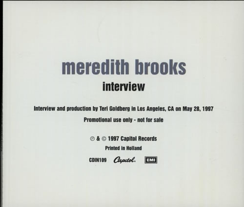 Meredith Brooks Interview CD album (CDLP) Dutch MEBCDIN115796