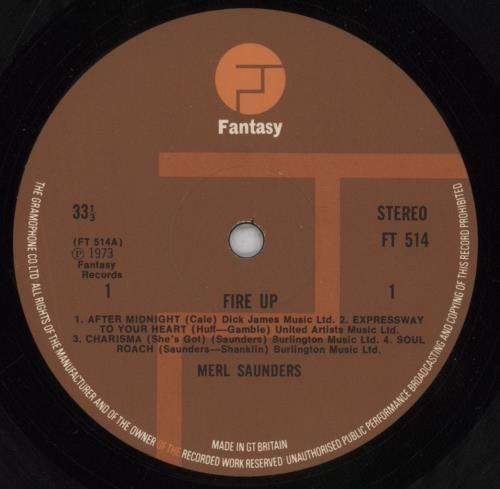 Merl Saunders Fire Up vinyl LP album (LP record) UK MRLLPFI314238