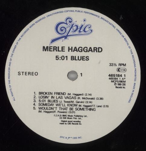 Merle Haggard 5:01 Blues vinyl LP album (LP record) UK MBJLPBL759451