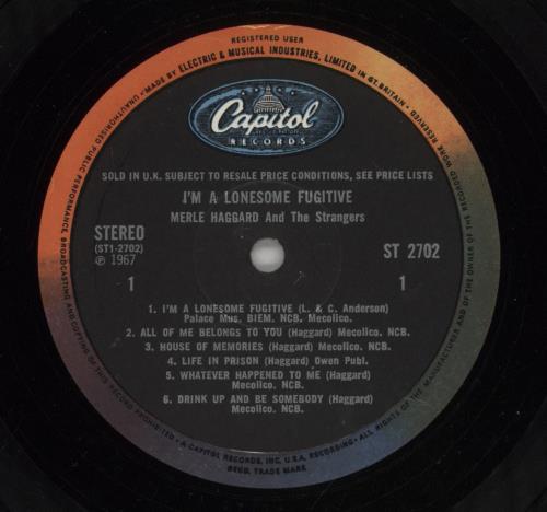 Merle Haggard I'm A Lonesome Fugitive - 1st vinyl LP album (LP record) UK MBJLPIM876685