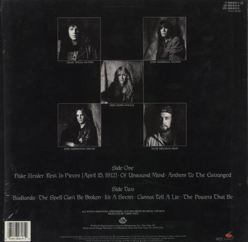 Metal Church Blessing In Disguise vinyl LP album (LP record) German MT9LPBL632440