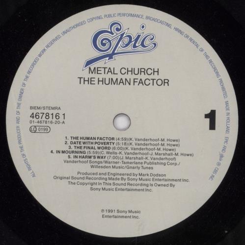 Metal Church The Human Factor vinyl LP album (LP record) Dutch MT9LPTH830998