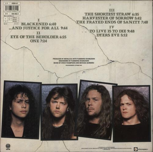 Metallica ...And Justice For All + Inners - EX 2-LP vinyl record set (Double LP Album) UK MET2LAN566009