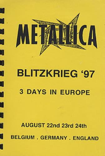 Metallica Blitzkrieg '97 Itinerary German METITBL321975