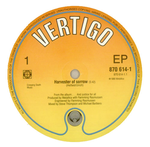 Metallica Harvester Of Sorrow 12" vinyl single (12 inch record / Maxi-single) Dutch MET12HA73957