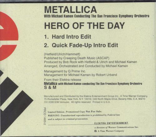Metallica Hero Of The Day CD single (CD5 / 5") US METC5HE152571