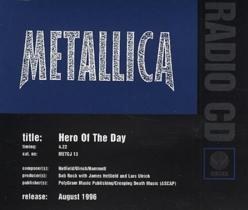 Metallica Hero Of The Day CD single (CD5 / 5") UK METC5HE72794