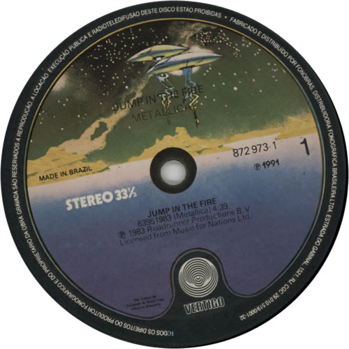 Metallica Jump In The Fire 12" vinyl single (12 inch record / Maxi-single) Brazilian MET12JU596605