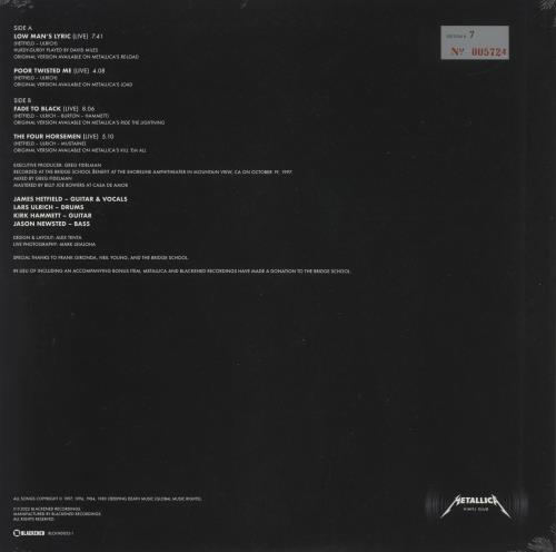 Metallica Live At Bridge School Benefit 1997 - Metallica Vinyl Club 7 -Sealed 12" vinyl single (12 inch record / Maxi-single) US MET12LI869334