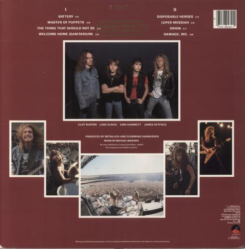 Metallica Master Of Puppets vinyl LP album (LP record) US METLPMA382542