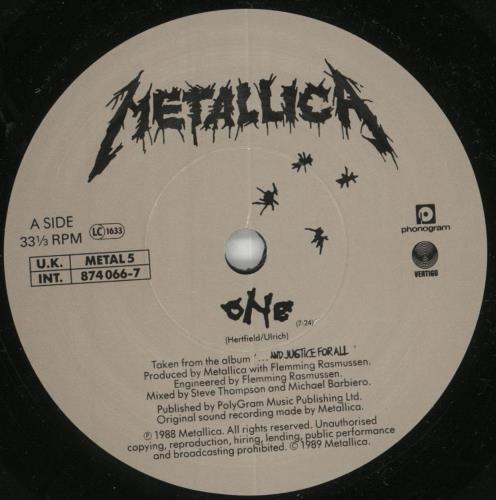 Metallica One - Solid - EX 7" vinyl single (7 inch record / 45) UK MET07ON718078