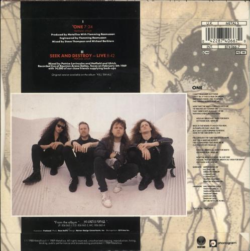 Metallica One - Solid - EX 7" vinyl single (7 inch record / 45) UK MET07ON718078