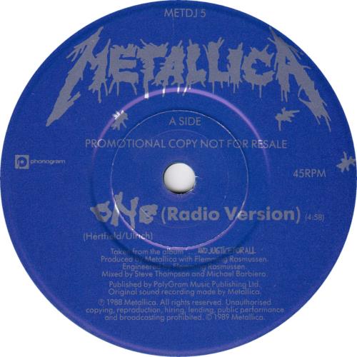 Metallica One - Stickered Sleeve + Insert 7" vinyl single (7 inch record / 45) UK MET07ON688195